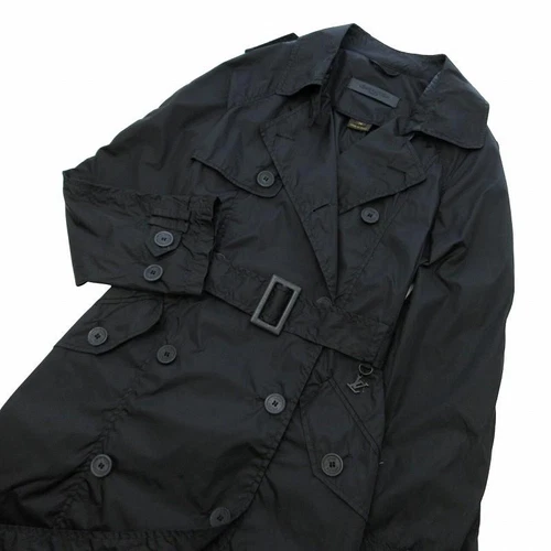 LOUIS VUITTON（LV） Louis Vuitton Giacca Trench Nylon Nero con Charm Logo Monogramma Taglia 34