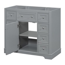 36" Bathroom Vanity without Sink, Cabinet Base Only, One Cabinet and Six Drawe