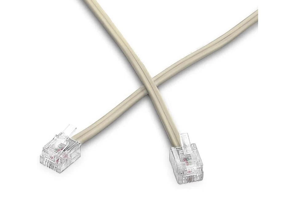 RJ-11 Ethernet Telephone Cord Phone Cable Extension Line Wire Ivory Beige 25 ft - Image 2 of 4