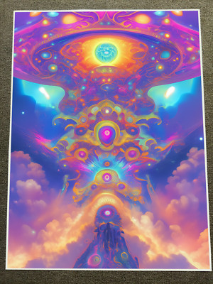 Divine Ascension to Celestial Realm - Spiritual Art Print 18x24in