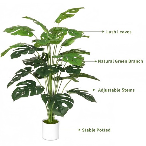 2 Pack 75cm Artificial Monstera Tree Fake Plant in Pot Indoor Outdoor Home Decor - Picture 2 of 6
