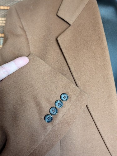 Vintage Aquascutum Mens 42R Golden Tan Cashmere Wool Blazer Jacket Coat USA Made - Picture 4 of 21