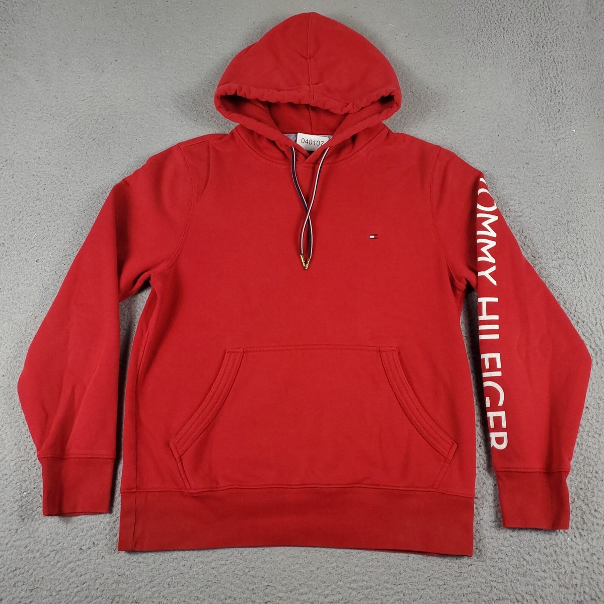 Tommy Hilfiger Sweater Mens Small Red Casual Pullover Hoodie Sweatshirt