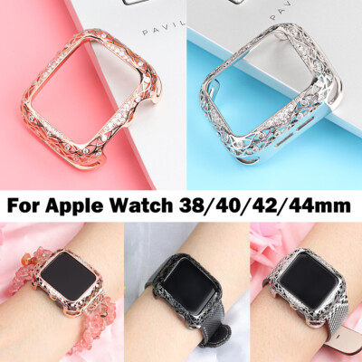 Diamond Hollow Out Face Cover Metal Case For Apple Watch