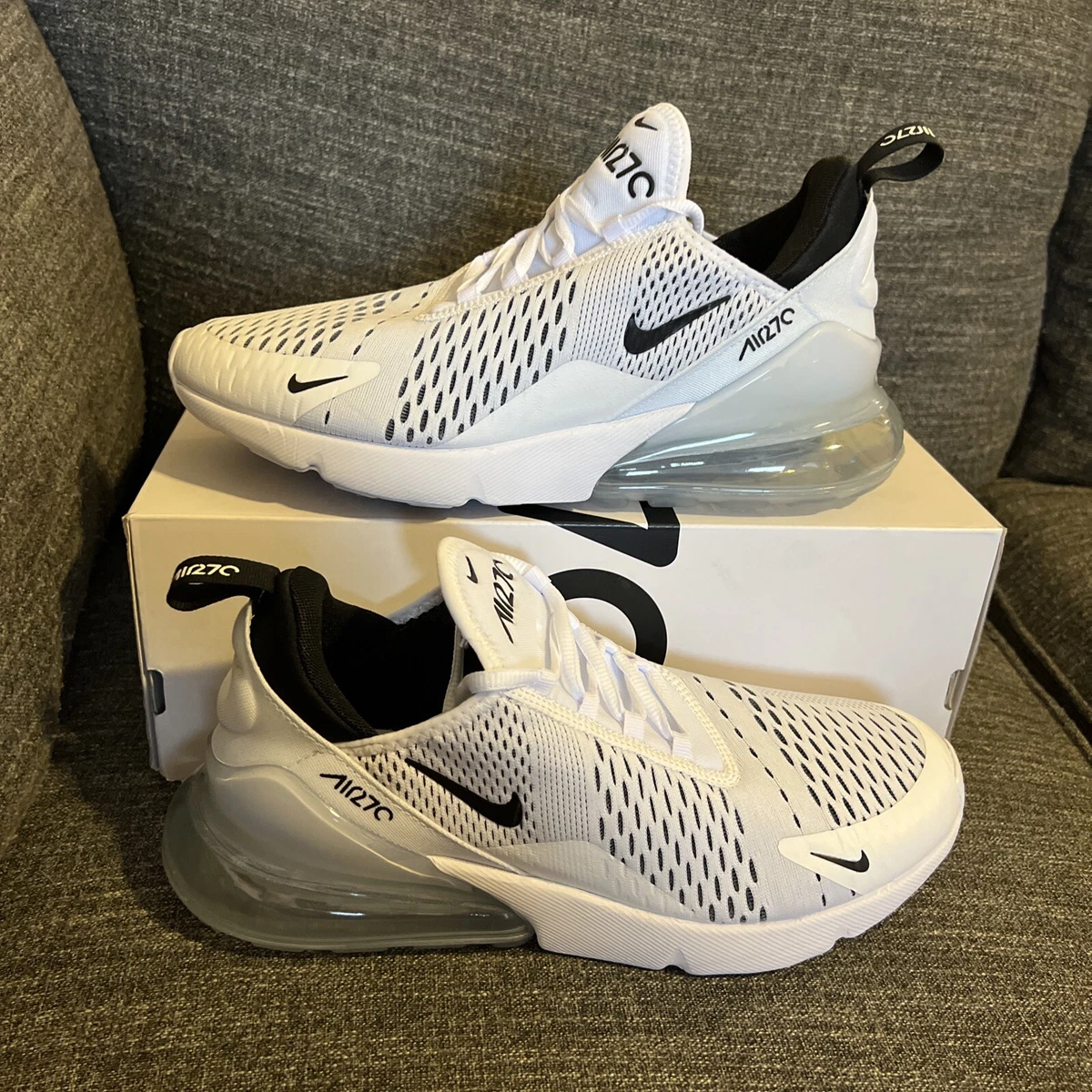 Nike Womens Air Max 270 - Womens Running Shoes White/Black/White Size 8.5