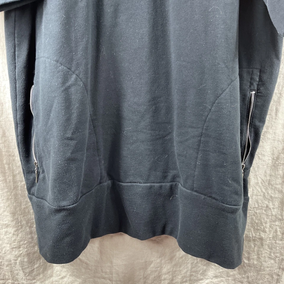 Vestido corto Merona para mujer negro manga 1/2 1/4 cremallera cuello bolsillo talla grande Foto 3 de 4