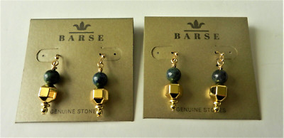 Barse Genuine Azurite & Hematite Earrings MSRP $24