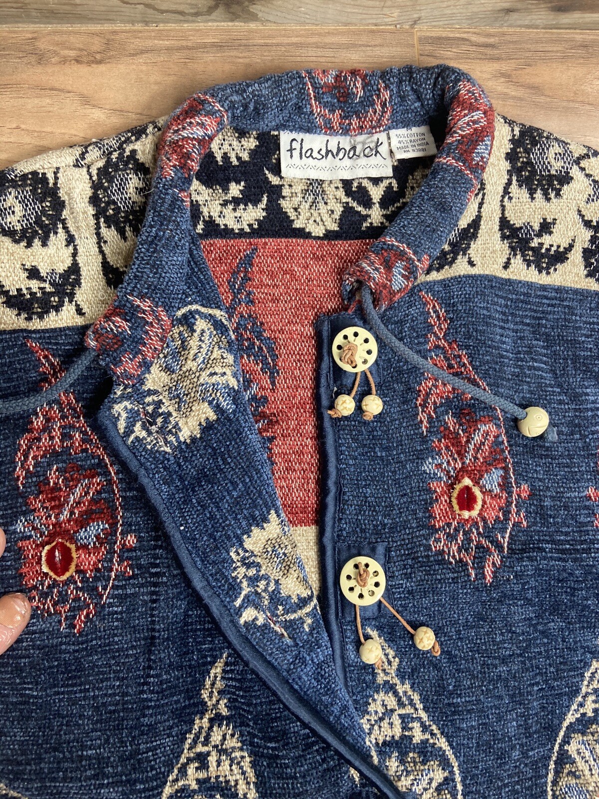 Flashback Cardigan Jacket Medium Embroidered Cera… - image 3