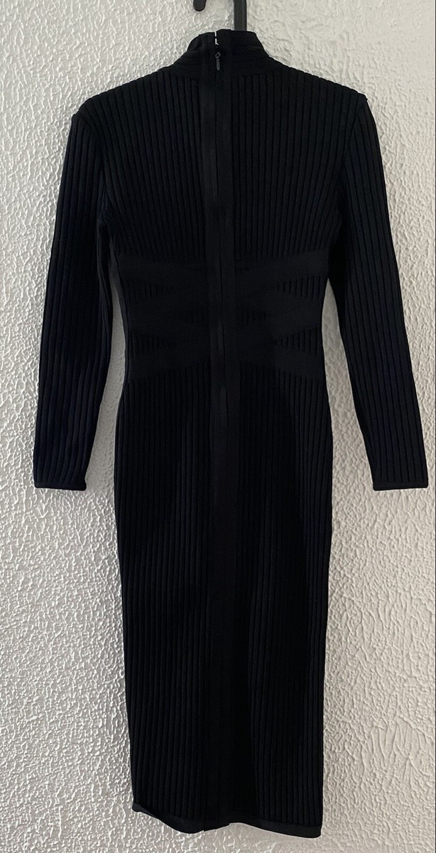 Whoinshop Women's Cross Strap Ribbed Bandage Long Sleeve Midi Fall