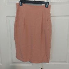 Dana Buchman 100 Silk Pink Knee Length Lined Pencil Skirt With Pockets Size 8