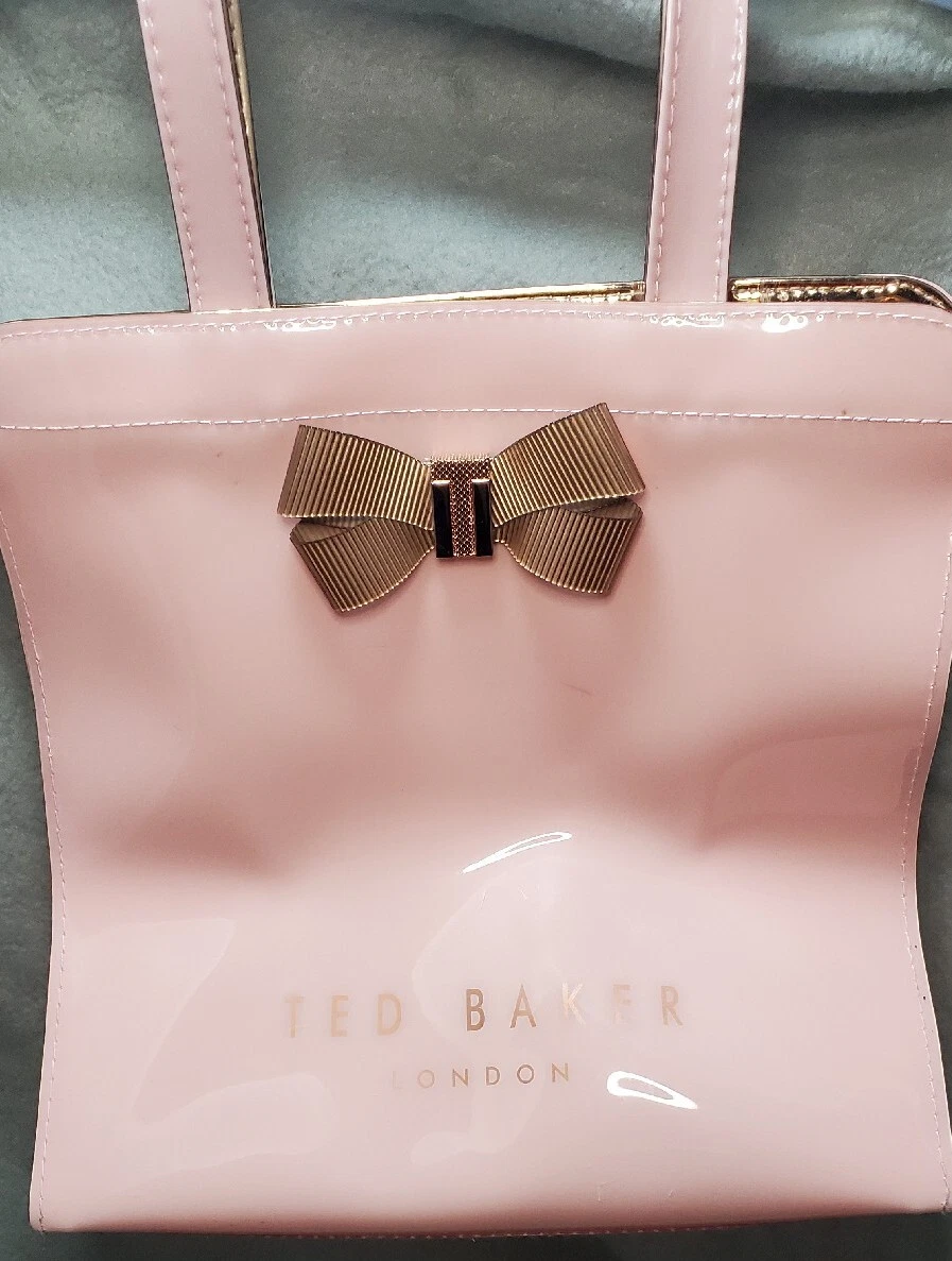 Ted Baker Small PVC Pink Tote Bag With Rose Gold Bow and Rose Gold Accents