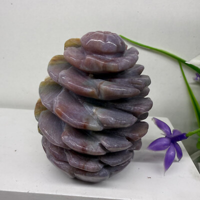 250g+ natural ocean jasper pinecone Skull Quartz Crystal Carved Reiki Healing