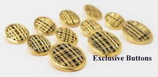 Gold Metal Blazer Buttons Set - Tartan
