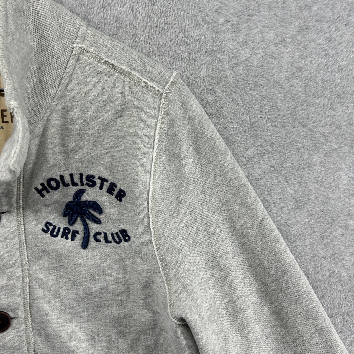Hollister Sweater Mens Size Large Gray Cardigan Surf Club Button