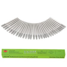 30Pcs Diamond Grinding Burr Bits Set 1/8'' 3mm Shank Cylinder Head Rotary Tool
