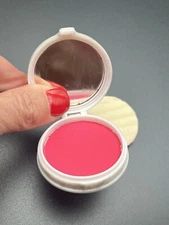 VINTAGE MAX FACTOR HOLLYWOOD MID CENTURY COMPACT CAKE ROUGE BLUSH BLUE  RED #3