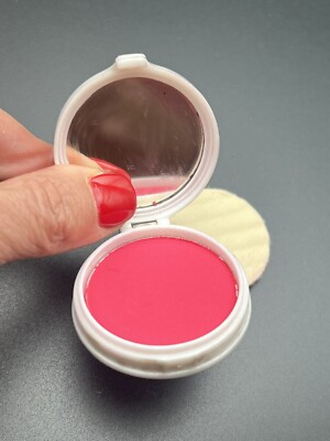 VINTAGE MAX FACTOR HOLLYWOOD MID CENTURY COMPACT CAKE ROUGE BLUSH BLUE  RED #3