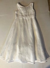 Beautiful Rare Editions White Beaded Flower Girl Dress Size 7 See Description