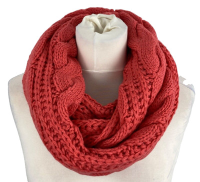 Schal Loop Schlauchschal Strickschal Damen Rot Orange Strick Winter Warm Boom It
