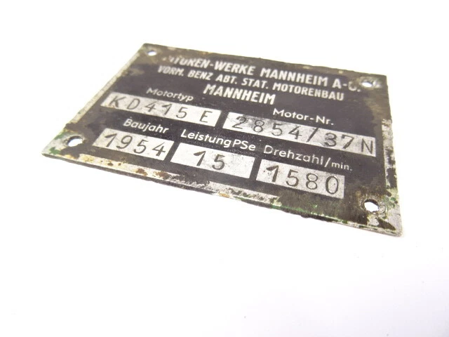 Typenschild für MWM KD 415 E Motor 15 PS von Hela Lanz D15 Traktor - Bild 2 von 3