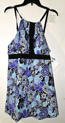 New  A Sure Fit Size 22W  Swimsuit Thigh Solutions Swimdress 2pc attached Floral