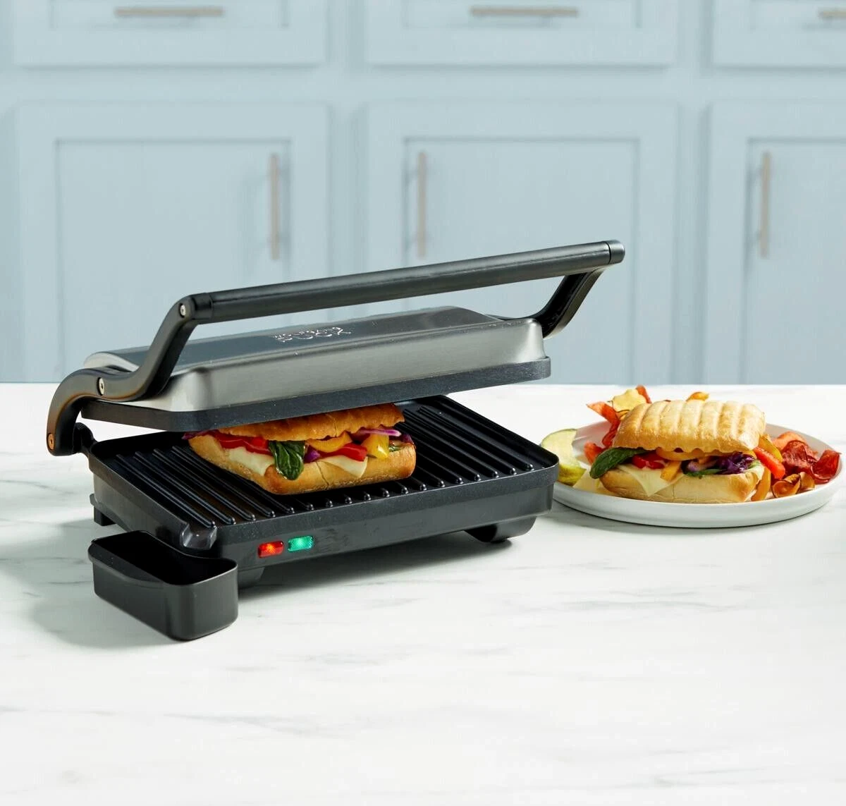 Wolfgang Puck Panini Duet Nonstick Stainless Steel Panini Maker/Griddle/Grill