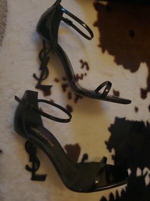 YSL Opyum Sandals Black pre-owned 37.5 / US 6.5 shoes Heels 