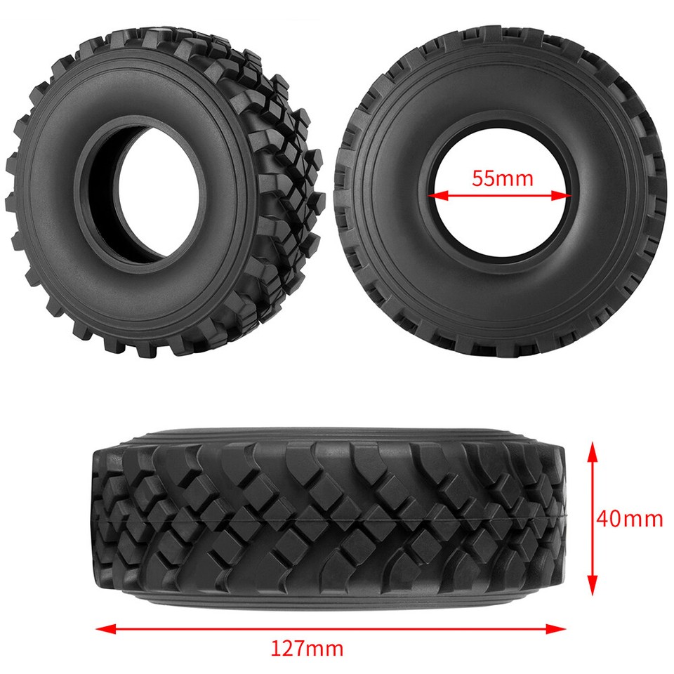 FLYXM 4x RC 2.2 Tires 127mm & 2.2 Beadlock Wheels Rim w/ Rings For 1/10