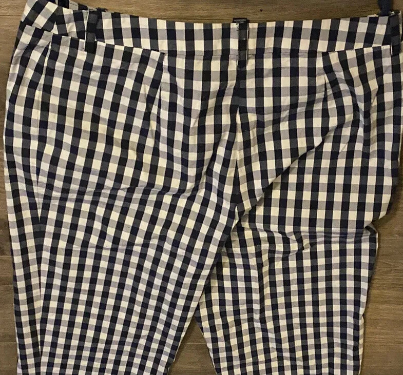 Usado en Excelente Condición Jones New York Elastizado Deportivo Mujer Azul y Blanco Cuadros Capris Talla 8 Foto 3 de 4