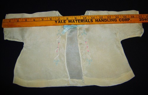 Vintage 2 Baby Säugling Neugeborene Lagenlook Shirts bestickt & gehäkelt Borte - Bild 13 von 14