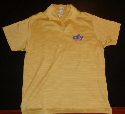 Page & Tuttle Large Gold Striped Polo Shirt Short Sleeve Style 37179 diy network