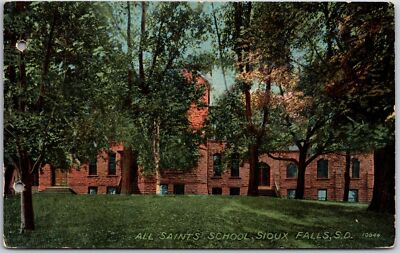 #ad Sioux Falls South Dakota SD All Saints School Building Lawn Vintage Postcard $6.97