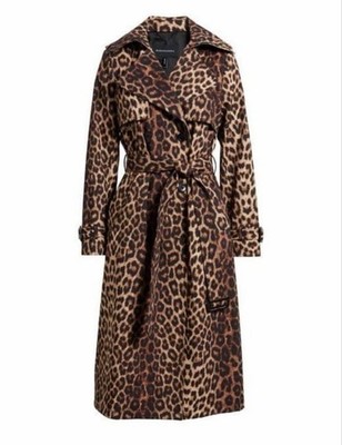 BCBGMAXAZRIA Leopard Trench Coat XS Brown Black New NWT $298 Water
