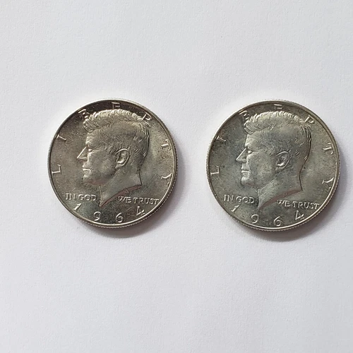 Lot of 2 1964 D Kennedy Half Dollar - 90% Silver - Uncirculated