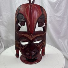 Wooden TRIBAL MASK Hand Carved Wall Art Hanging Home Decor