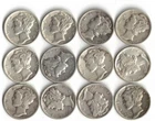 Mercury Dimes Lot of 12 90% Silver - 1940's  [50A]