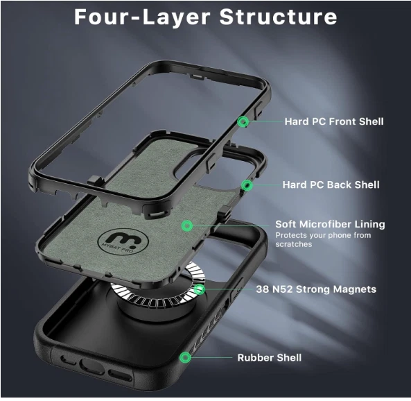 Funda Maverick Series iPhone 15 Pro Max con Clip para Cinturón Gris con Vidrio Templado** Foto 4 de 4