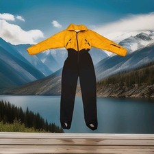 Vintage Nils Gold and Black Ski Suit w/Stirrup Pants Sz 8 Ski Stretch USA Made