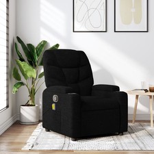 Massage Recliner Chair Black Fabric 100 polyester , metal, plywood