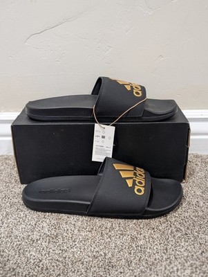 ADIDAS ADILETTE COMFORT Black with Metallic Gold Logo Slide Sandals MEN 8 WOMEN9 Adidas Adilette Comfort  main image 3