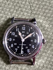 Vintage 1968 Timex Sprite Military Field Watch 24 Hour Dial Vietnam War Era Runs