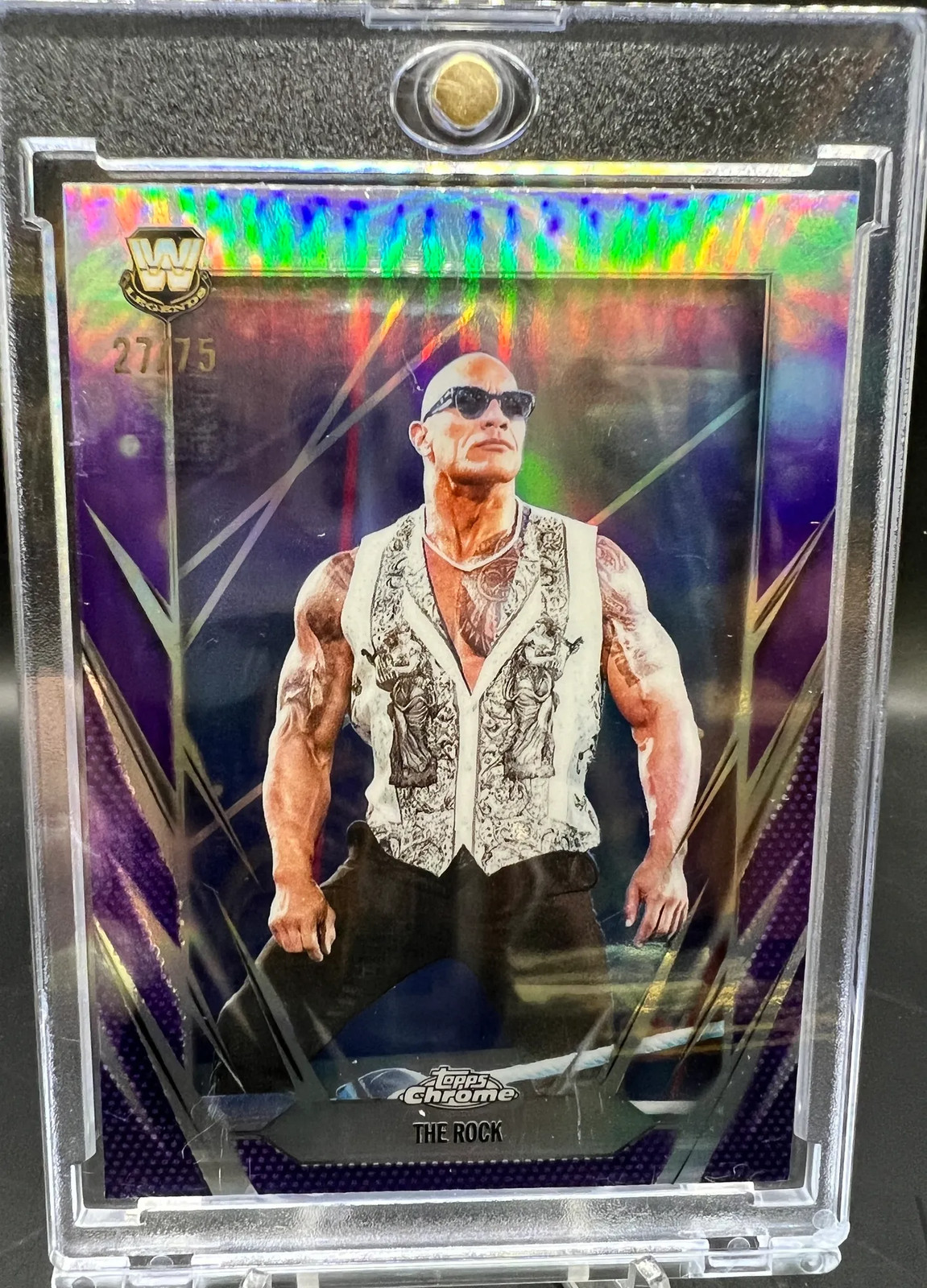 2026 Topps Chrome WWE The Rock Purple RayWave 27/75 WWE