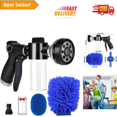 #ad High Pressure 8 Way Garden Hose Nozzle with Soap Dispenser amp; Car Wash Gloves $31.99