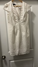VINTAGE NINE WEST WHITE EYELET LACE CAP SLEEVE SUMMER DRESS WOMEN'S SIZE 10