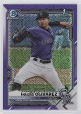 2021 Bowman Chrome Mega Box Purple Mojo Refractor 170/250 Helcris Olivarez 06sq