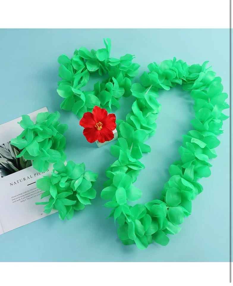 Lilo Hawaiian Little Girls Costume Dress w/Luau Flower Leis Party Sz. 5-6/130 - Image 3 of 4