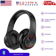 Wireless Bluetooth Headphones Super Bass Foldable Stereo Earphones Headsets Mic