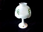 Westmoreland Candle Lamp / Frosted Holly Shade / Milk glass Base / 3 Pc.