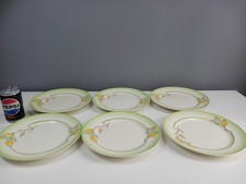 6 x John Tams "TAMS" Ware Art Deco Green Plates - Floral - 24.5 cm Diameter