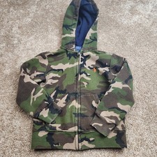 Polo Ralph Lauren Kids Camo Full Zip Hoodie Orange Pony Logo Green 4T Sweatshirt